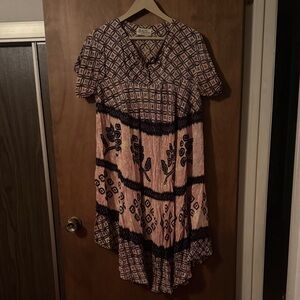 Cactus Tan Orange and Black High Low Dress